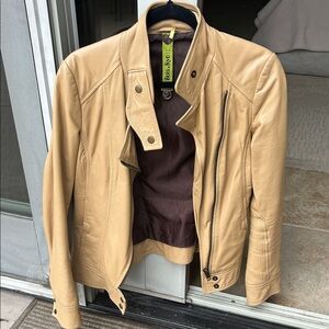 Soia & Kyo Tan Leather Jacket for Women